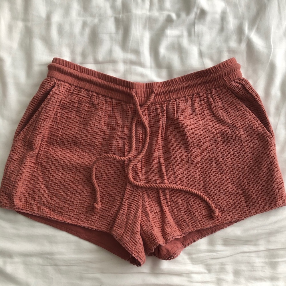 Aerie | Size M Pink Cloth Shorts with Lacey Design
